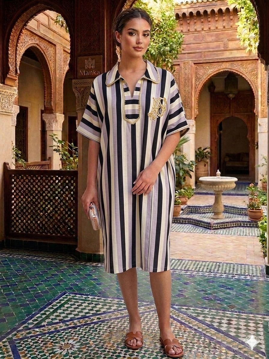 جبة مخططة قصيرة